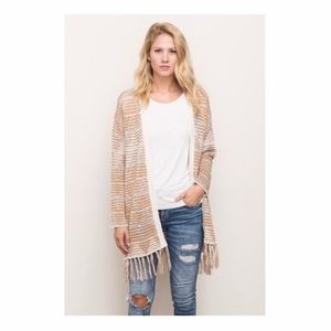 Open drape cardigan in subtle tribal print